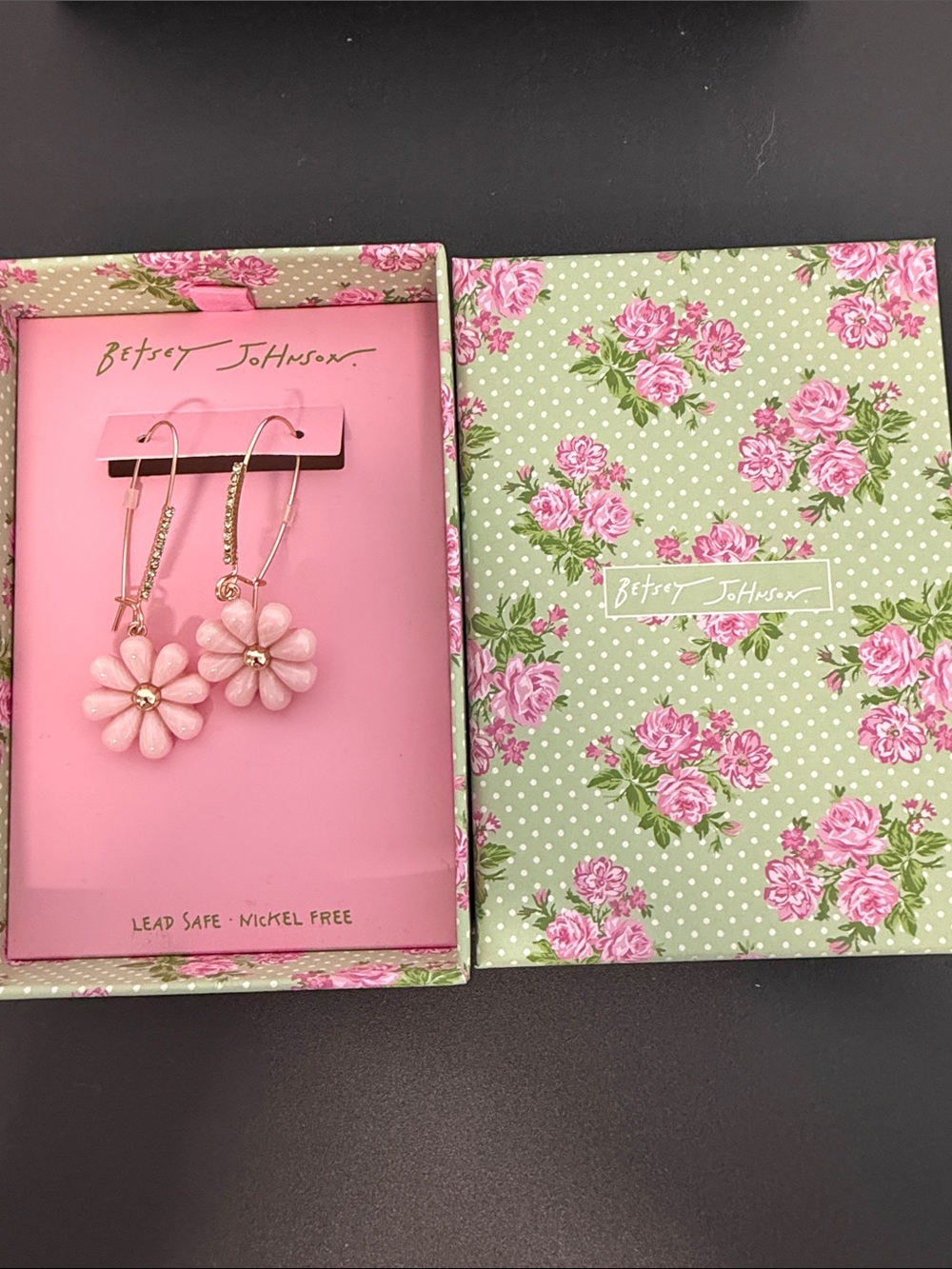 Betsey Johnson | Pink Flower Drop Earrings w/ Rhinestone Accents 🌸 - Picture 9 of 9